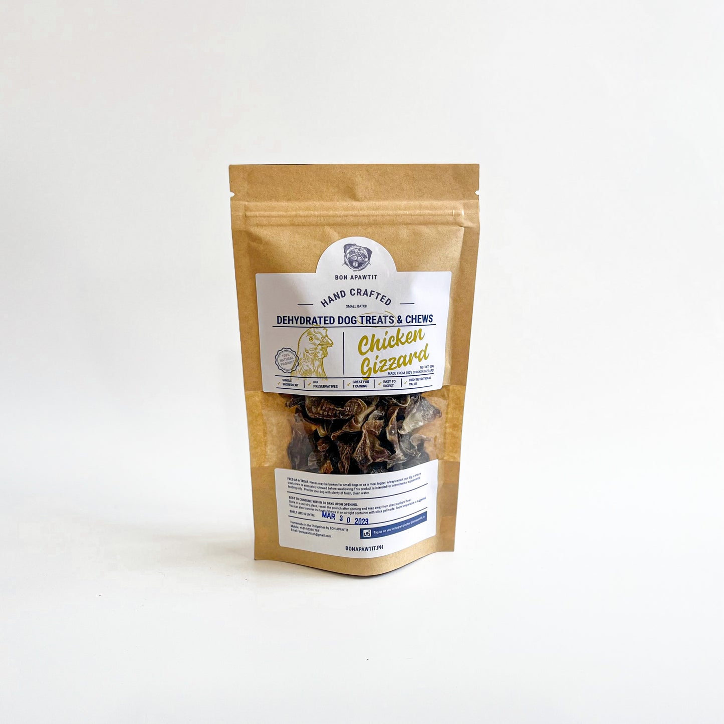 Dehydrated Chicken Gizzards Dog Treats (50g)