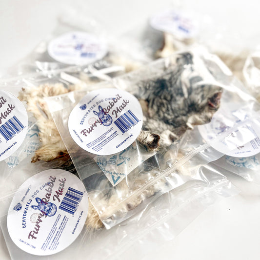 Dehydrated Furry Rabbit Mask Dog Chew (sold/pc)