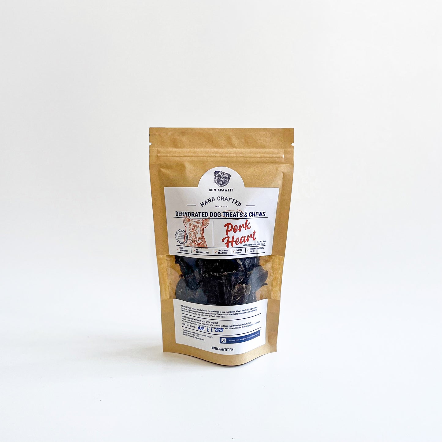 Dehydrated Pork Heart Dog Treats (50g)