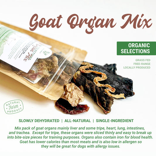 Organic Dehydrated Goat Organ Mix Dog Treats (50g)