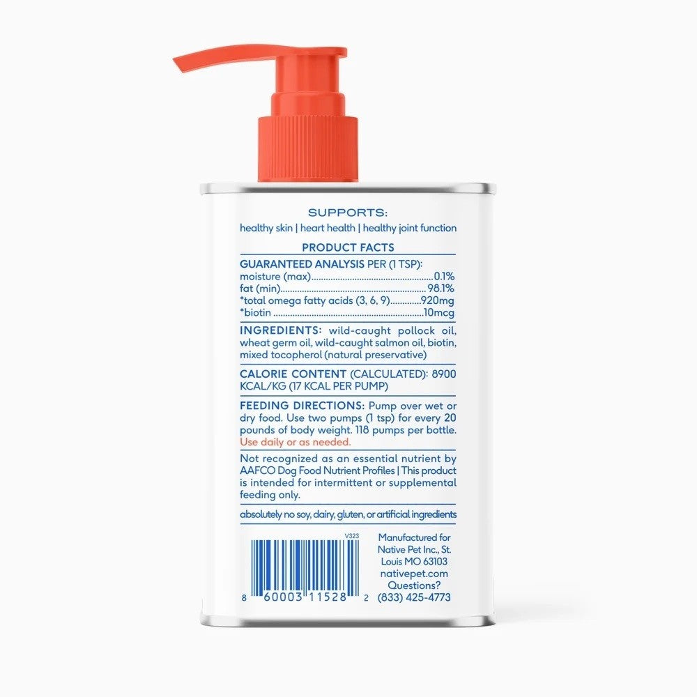 Native Pet Omega Oil for Dogs, Supplements with Omega 3 EPA DHA