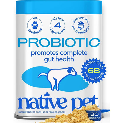Native Pet Probiotics for Dogs- Dog Probiotic Powder for Gut & Digestive Health, Vet-Formulated 6B