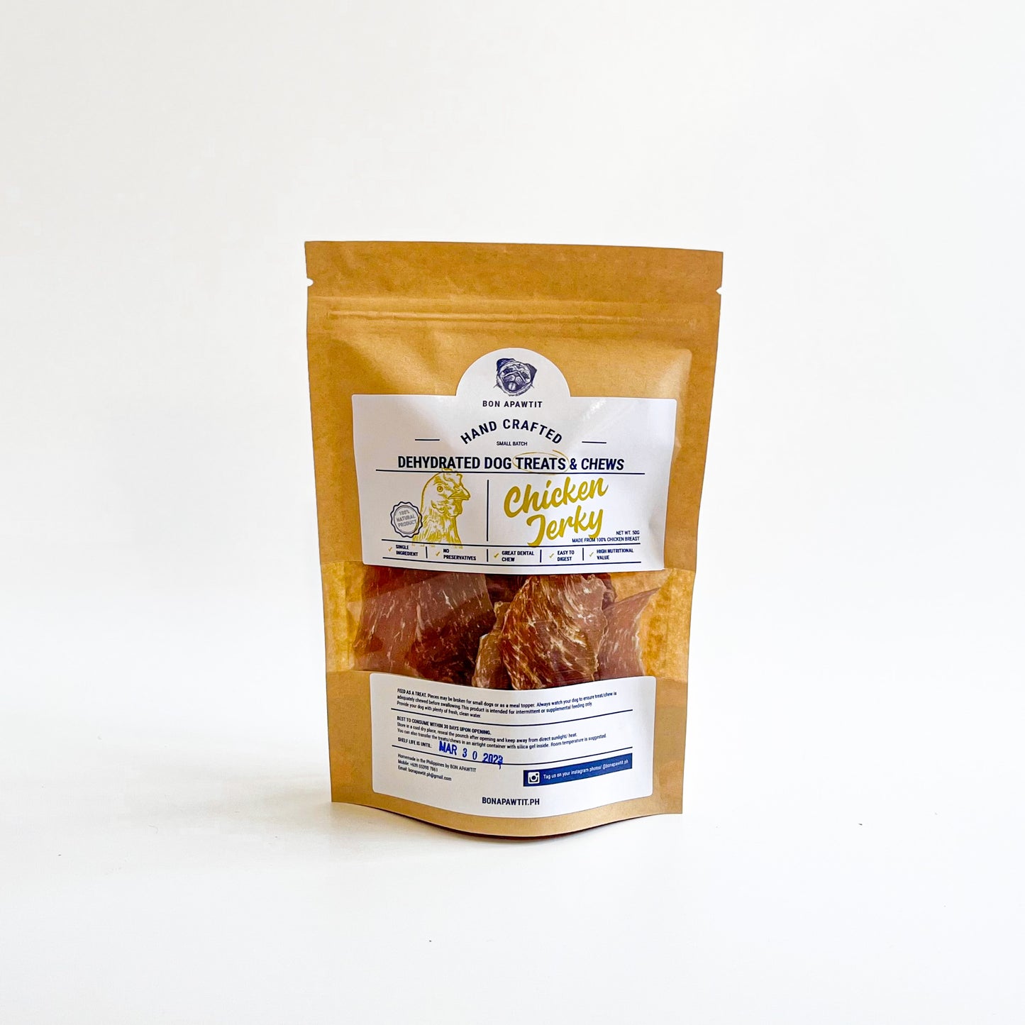 Dehydrated Chicken Jerky  Dog Treats (50g)