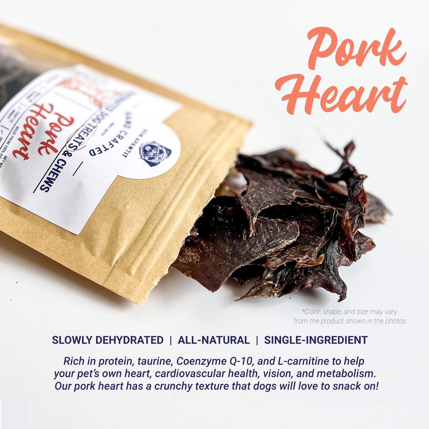 Dehydrated Pork Heart Dog Treats (50g)