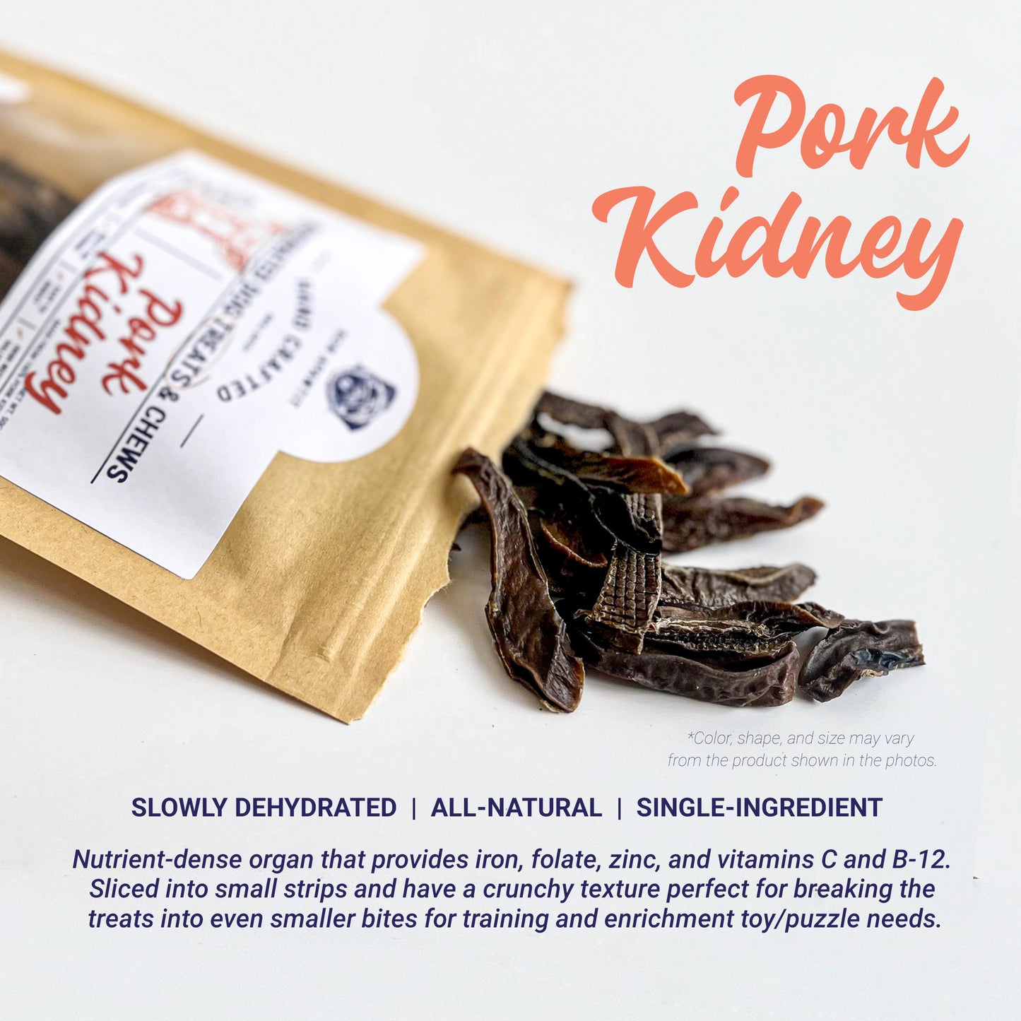 Dehydrated Pork Kidney Dog Treats  (50g)
