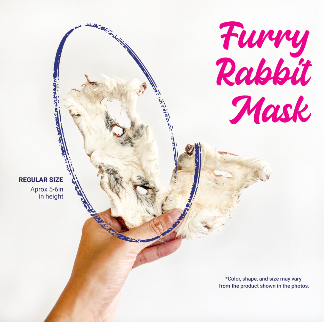 Dehydrated Furry Rabbit Mask Dog Chew (sold/pc) – Bon Apawtit