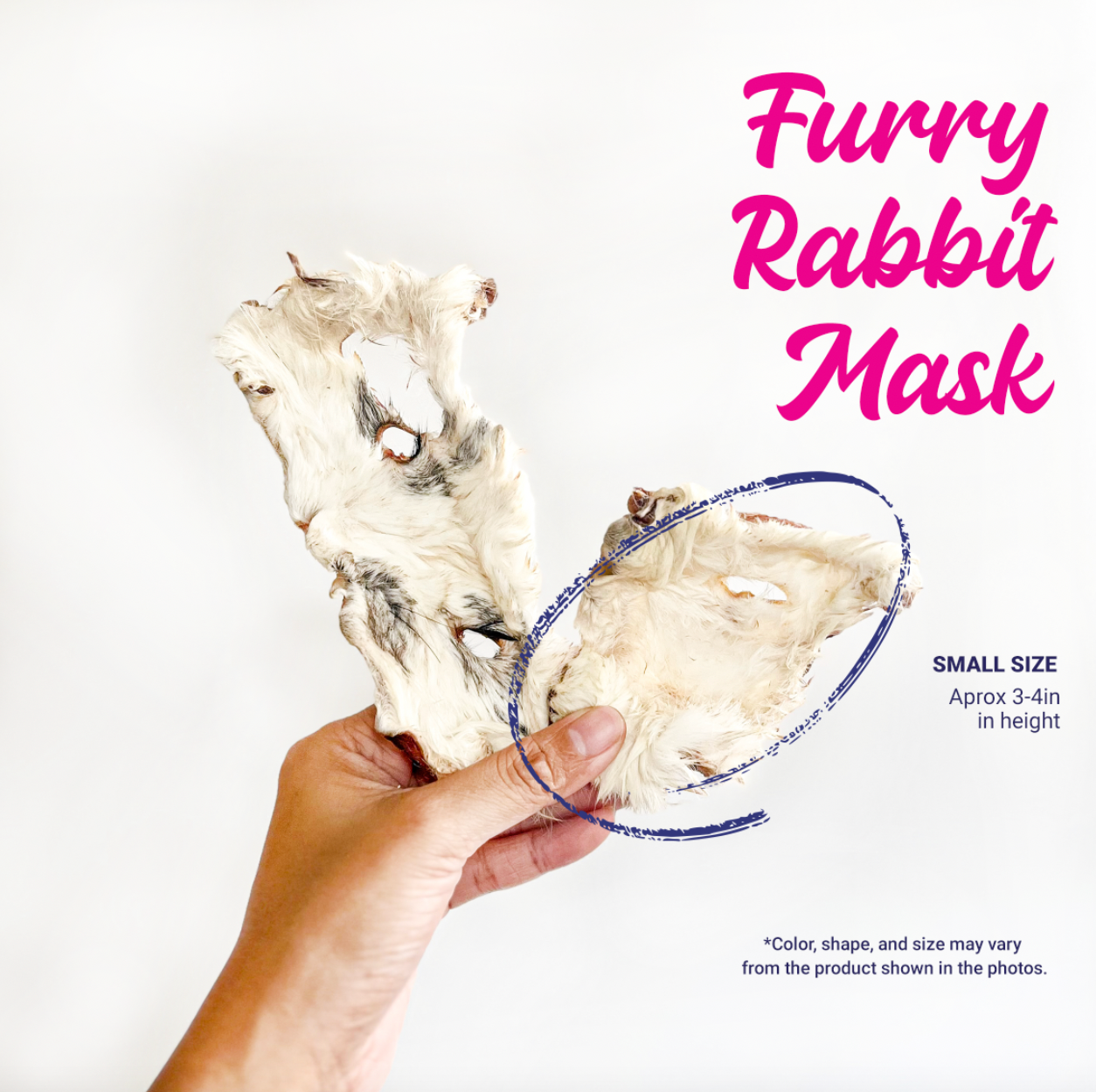 Dehydrated Furry Rabbit Mask Dog Chew (sold/pc) – Bon Apawtit
