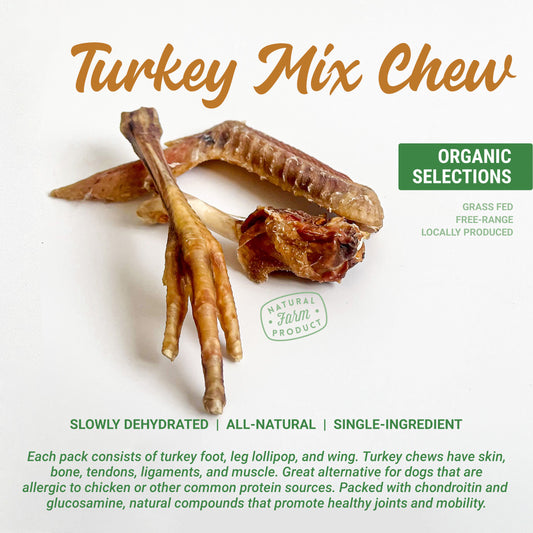 Organic Dehydrated Turkey Mix Dog Chew