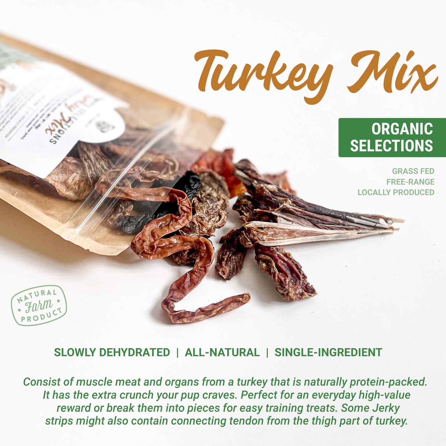 Organic Turkey Mix Dog Treats (60g)