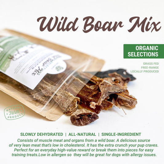 Organic Dehydrated Wild Boar Mix Dog Treats (60g)