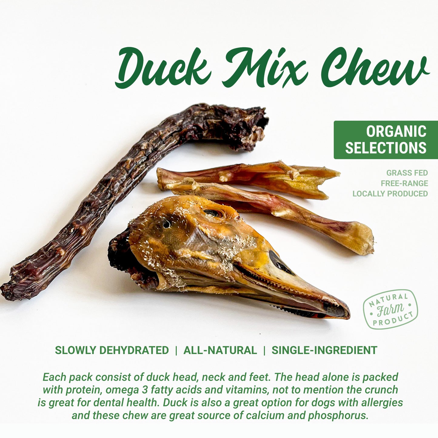 Organic Dehydrated Duck Mix Dog Chew