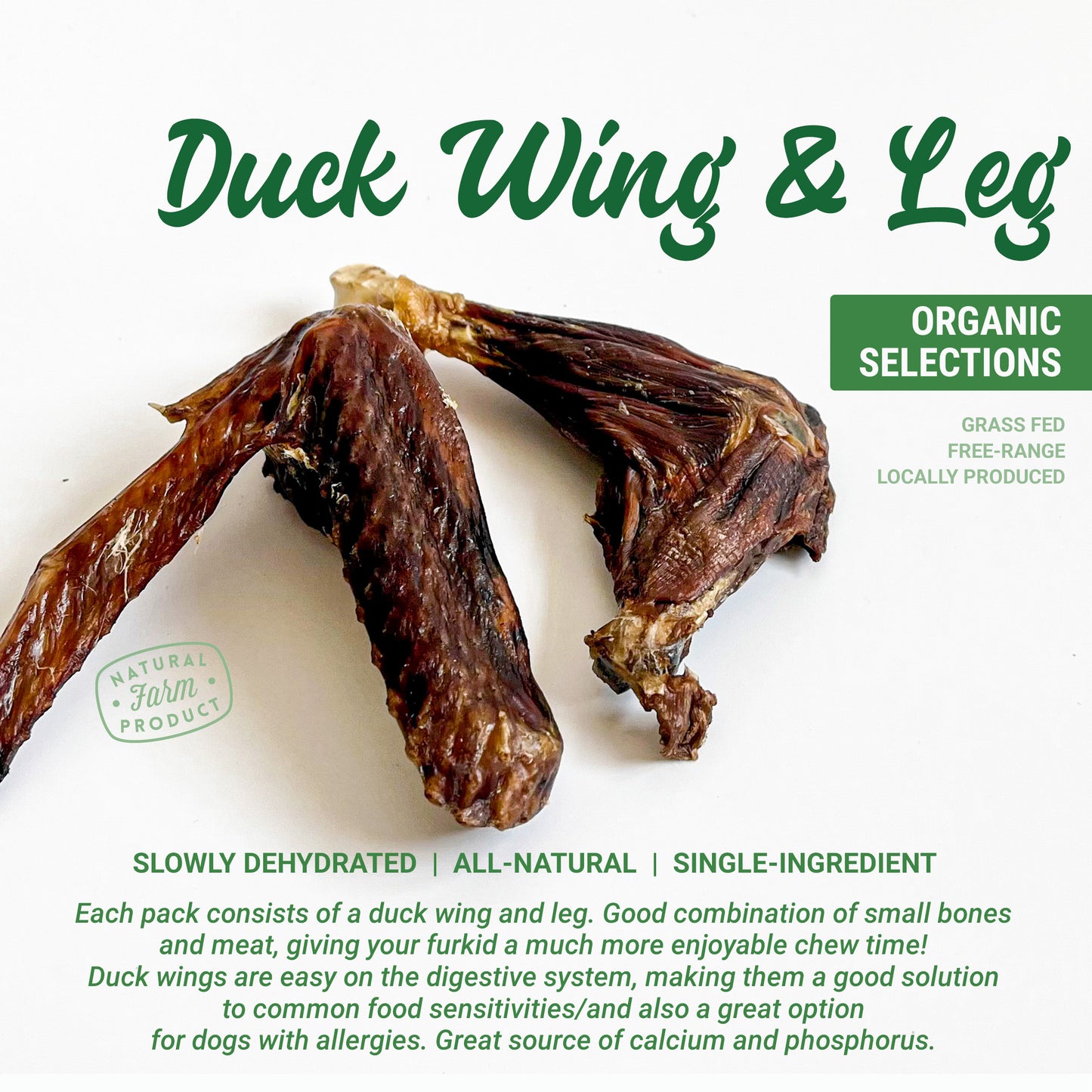 Organic Dehydrated Duck Wing & Leg Dog Chew
